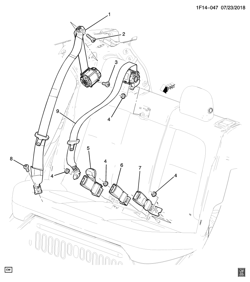GM 42597956 Retractor Asm-R/Center Seat Belt *Black