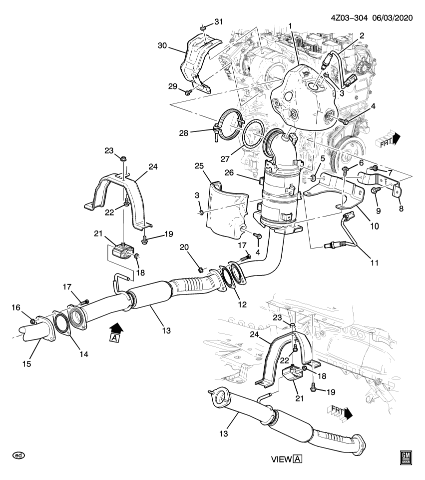 GM 84678295 EXHAUST FRONT PIPE ASSEMBLY