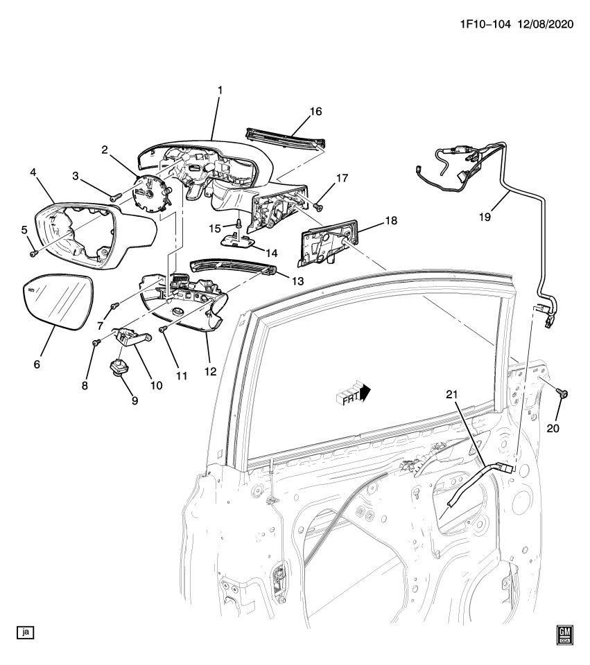 GM 42732723 MIRROR-O/S RR VIEW (REFL GLS & BKG PLT)