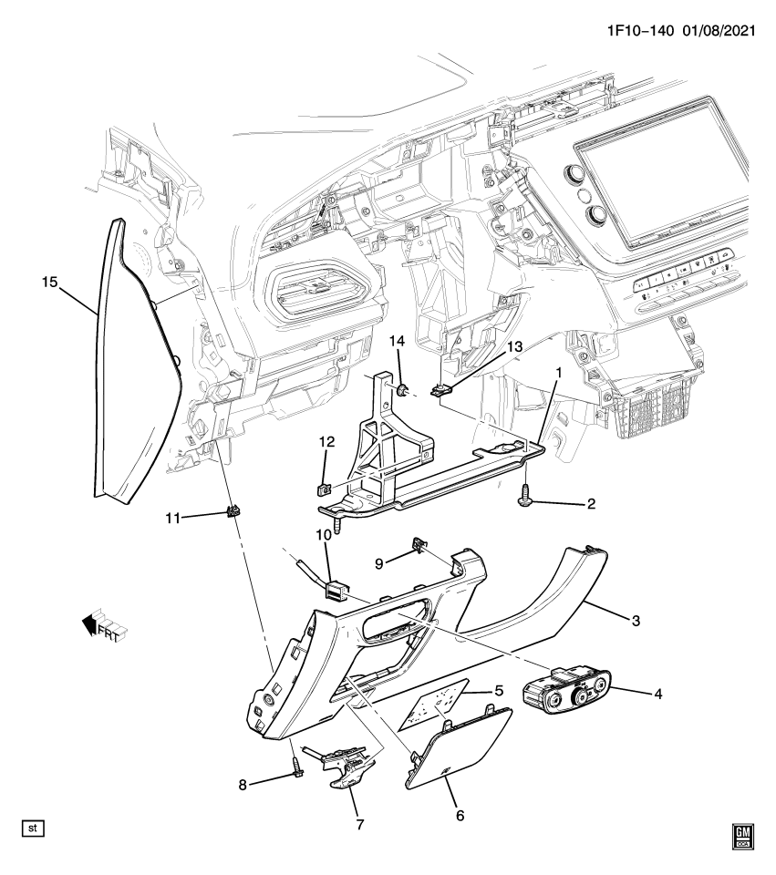 GM 42789564 BOLSTER ASM-I/P KNEE *JET BLACK