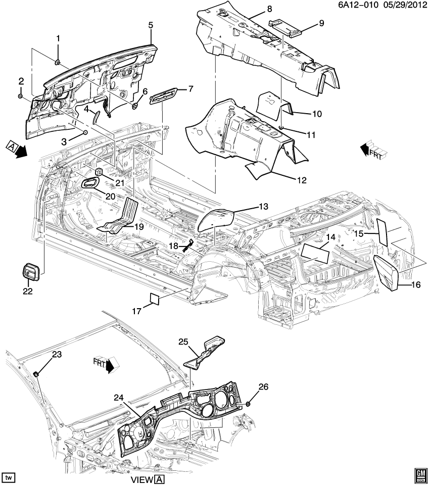GM 20937993 Insulator, Floor Panel Tunnel Panel Outer