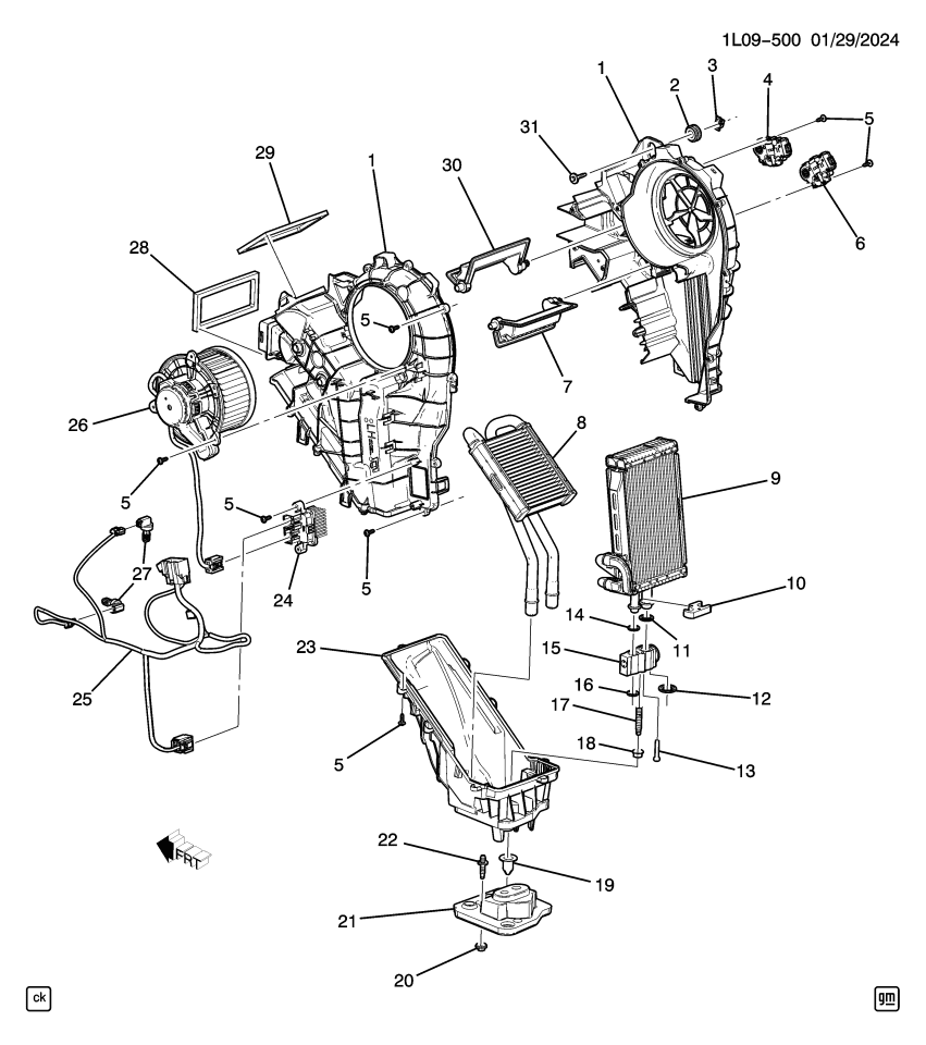 GM 87830120 CASE-HTR & A/C EVPR & BLO UPR
