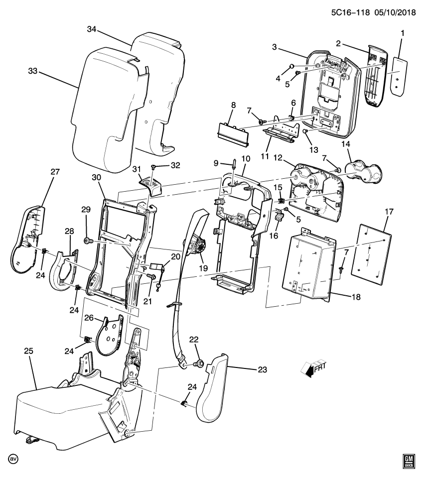 GM 11546914 RETAINER, F/SEAT ADJR FRT FIN CVR