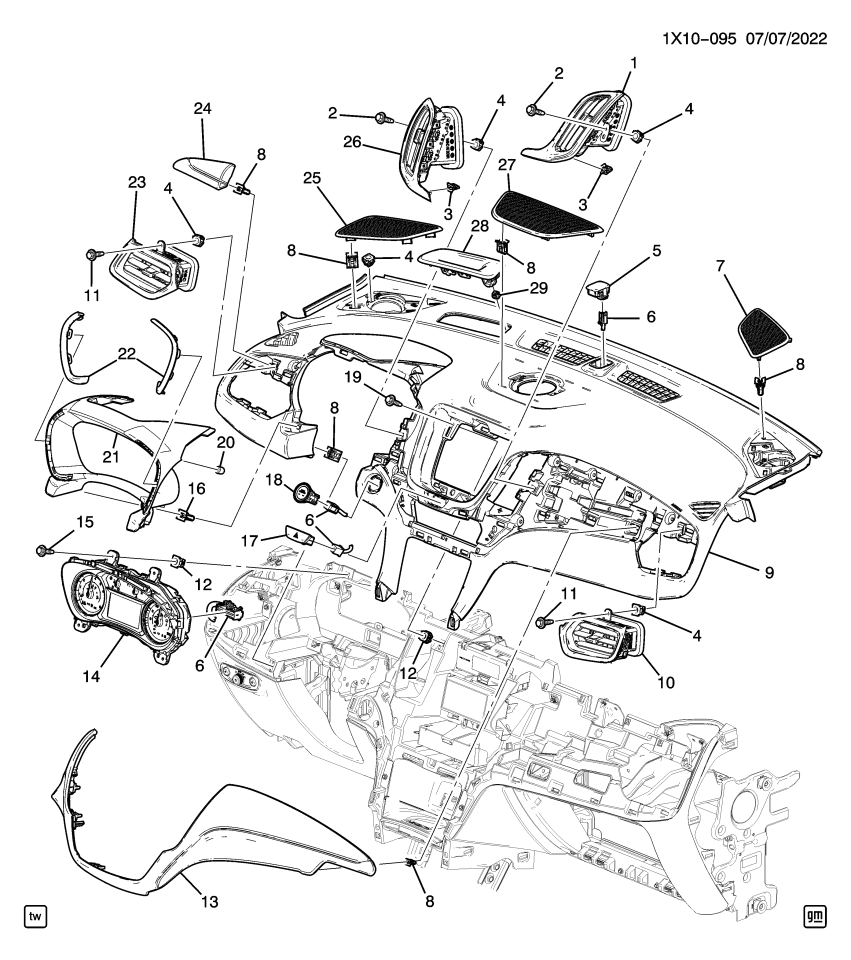 GM 84437237 GRILLE ASM-RDO FRT CTR SPKR *BLACK