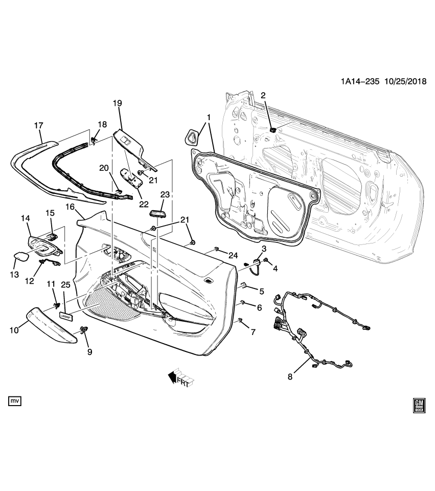 GM 85540948 LINER-FRT S/D PULL CUP