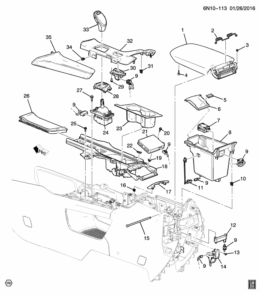 GM 23494859 PIN-F/FLR CNSL COMPT DR HGE