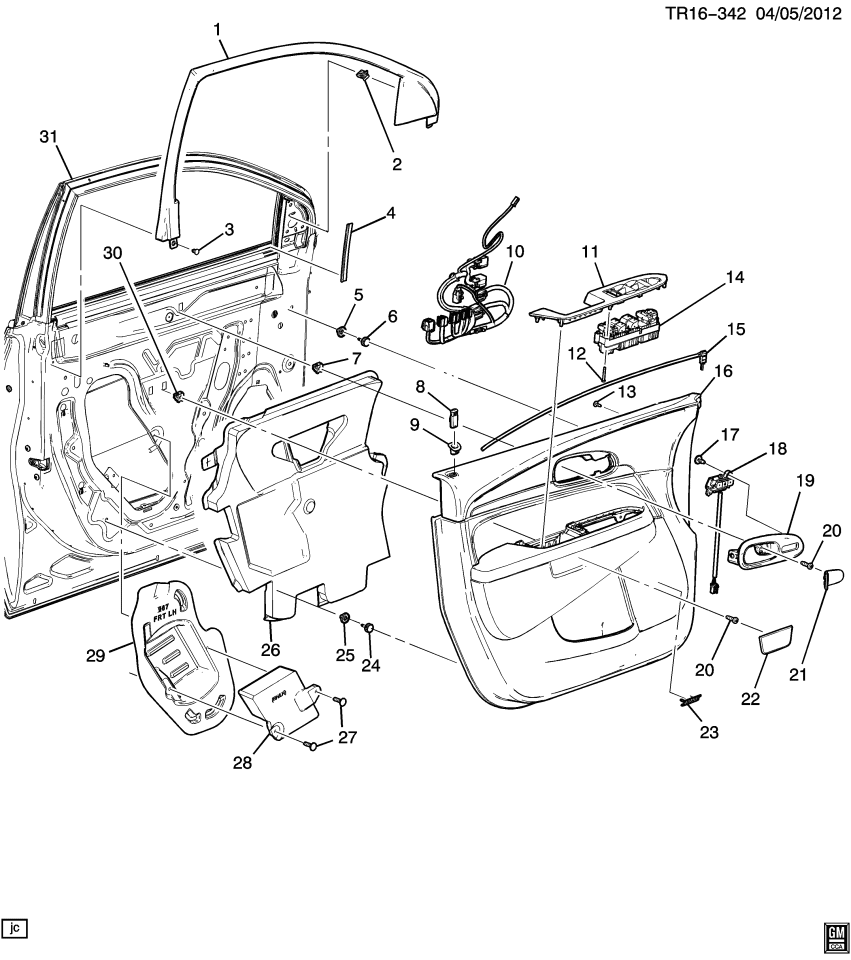 GM 23168389 Bezel-Front Side Door Locking Rod Pushbutton *Ebony