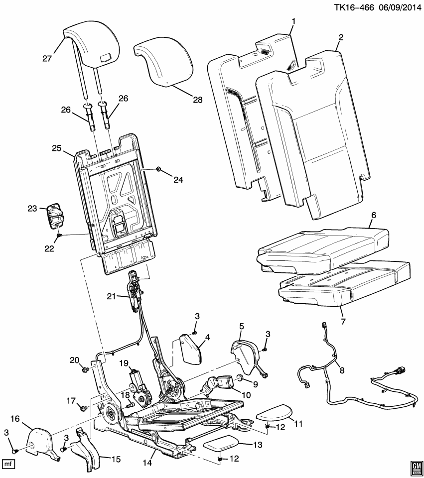 GM 22943240 Seat Back Frame