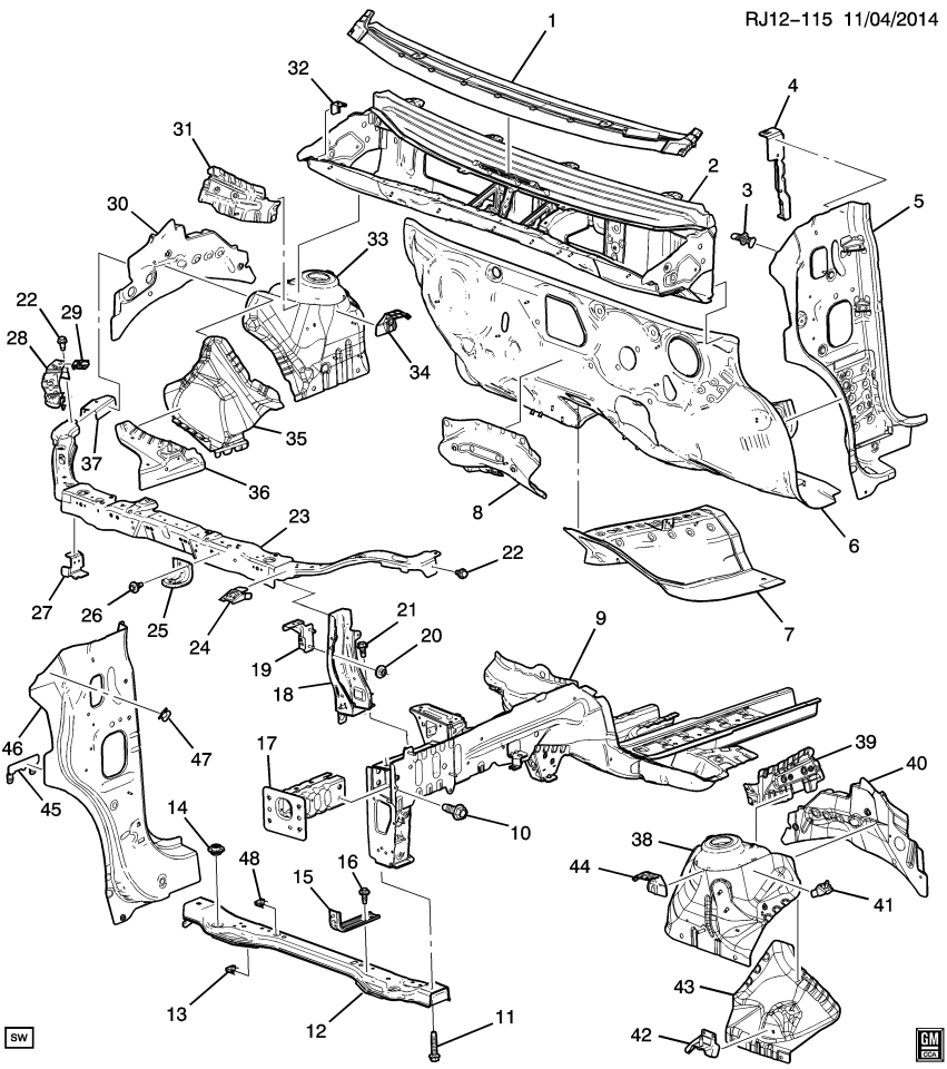 GM 95475098 Bracket-Plenum Upper Panel Reinforcement