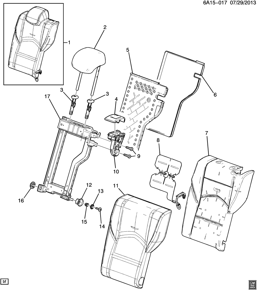 GM 23507234 Cover Asm-Rear Seat Back *Platinum