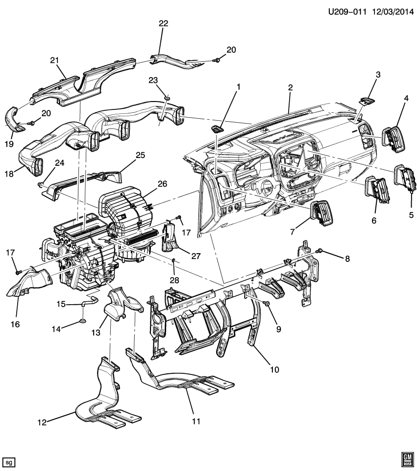 GM 23491877 Deflector-Plenum Upper Panel Water