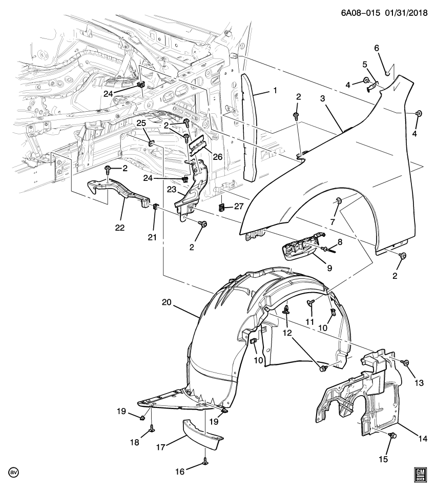 GM 23483124 Deflector Kit-Front Tire Front Air
