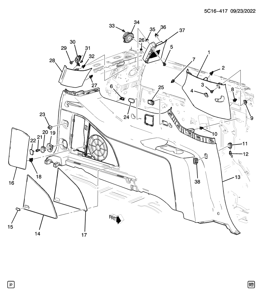 GM 85170650 BEZEL-R/SEAT ADJR SW *BLACK