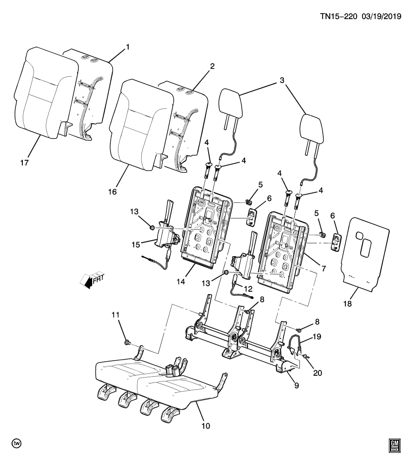 GM 11547945 Bolt, 3rd Row Seat Hinge