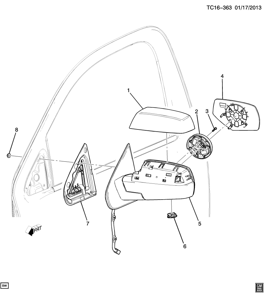 GM 22820386 Mirror Asm-Outside Rear View *Anthracite