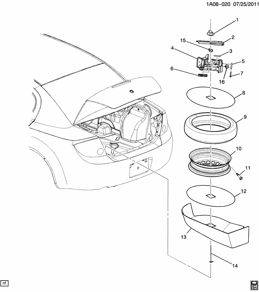 GM 25946295 Extension, Spare Wheel Stowage Bolt Retainer