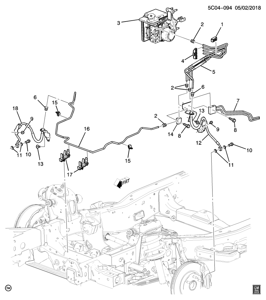 GM 84945002 PIPE ASM-FRT & RR BRK