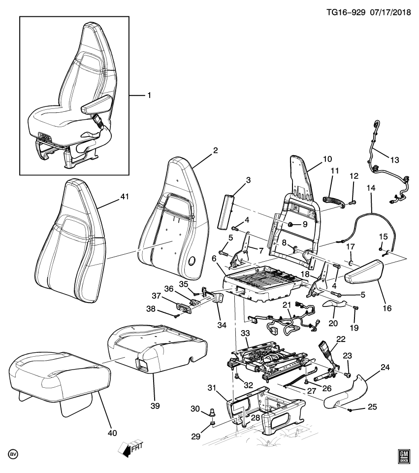 GM 19331392 Frame, Passenger Seat Back