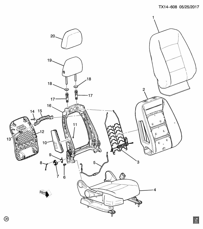 GM 13521579 Seat Back Frame Spring