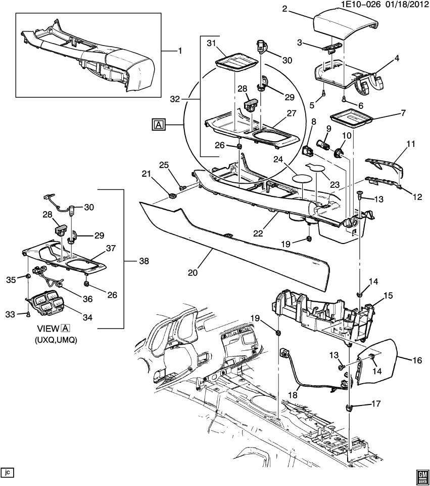 GM 22954026 Armrest Asm-Front Floor Console *Black