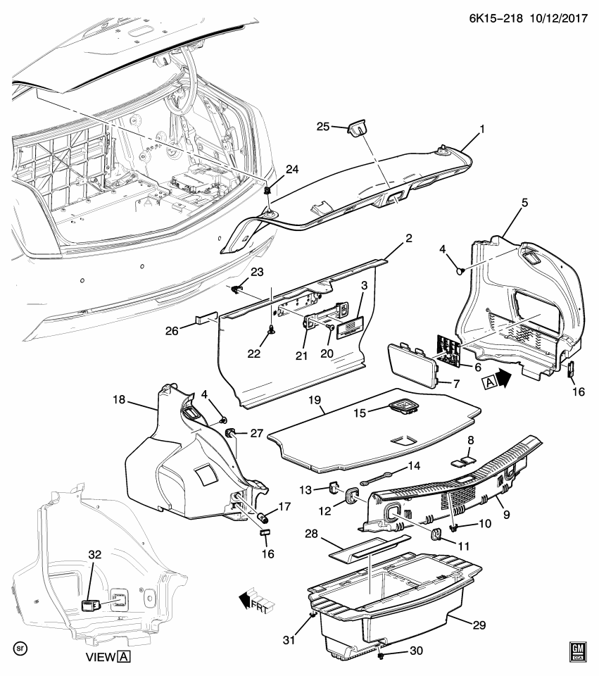 GM 84216515 Retainer-Rear Compartment Floor Stowage Compartment *Jet Black