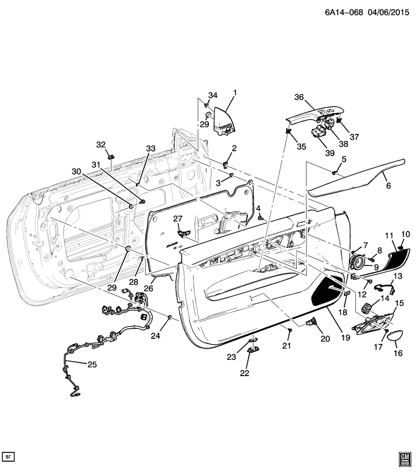 GM 23229491 Panel Asm-Front Side Door Upper Trim *Black