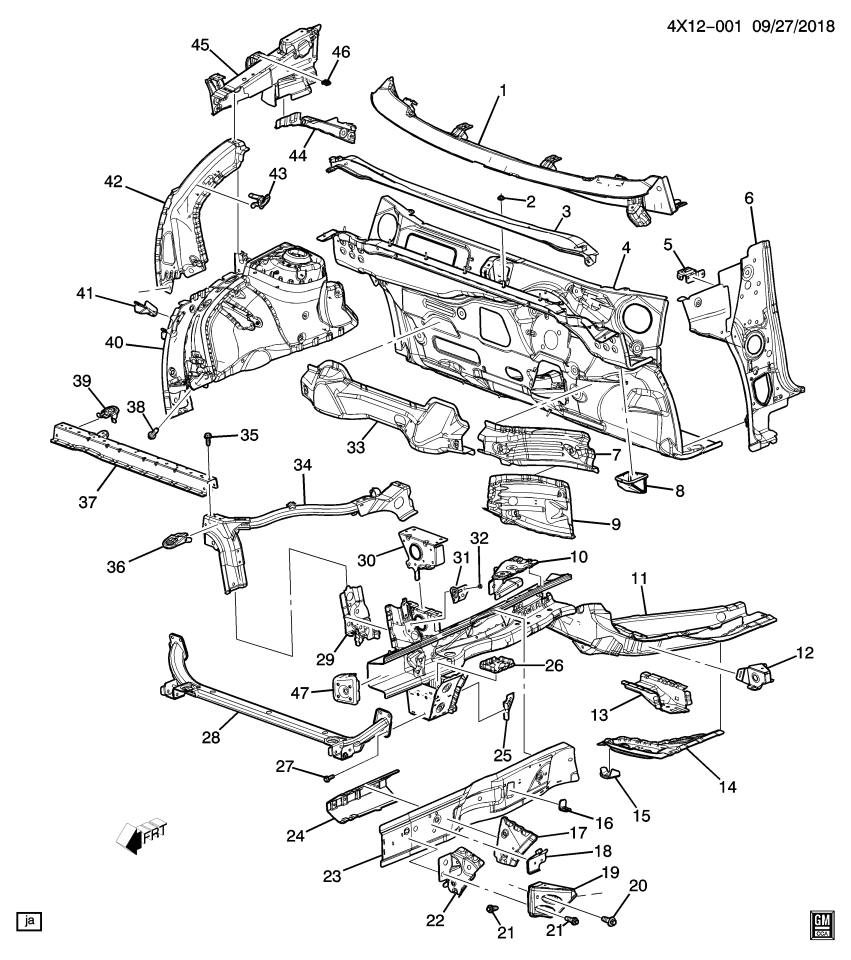 GM 11547955 Bolt/Screw, Front Compartment Side Rail