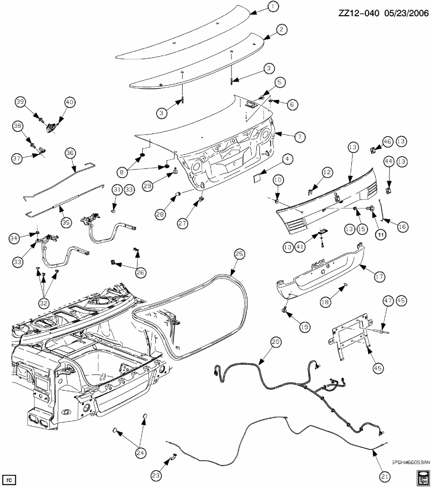 GM 21111203 Reflector Asm, Rear Compartment Lid