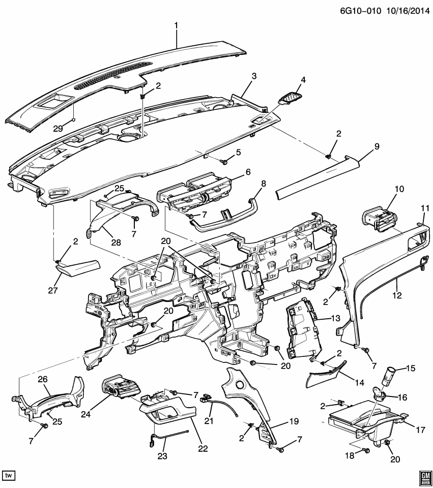 GM 20962839 Bracket-Instrument Panel Center LH