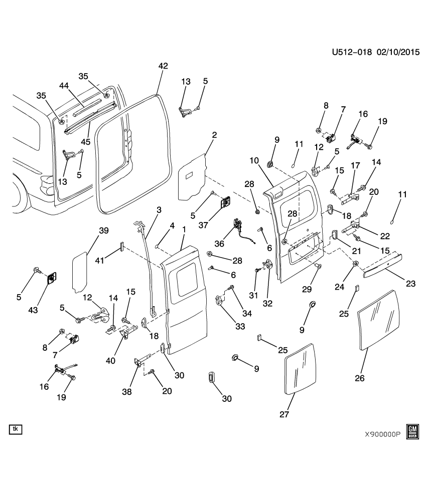 GM 19317648 Bolt/Screw, Rear Door Latch Striker
