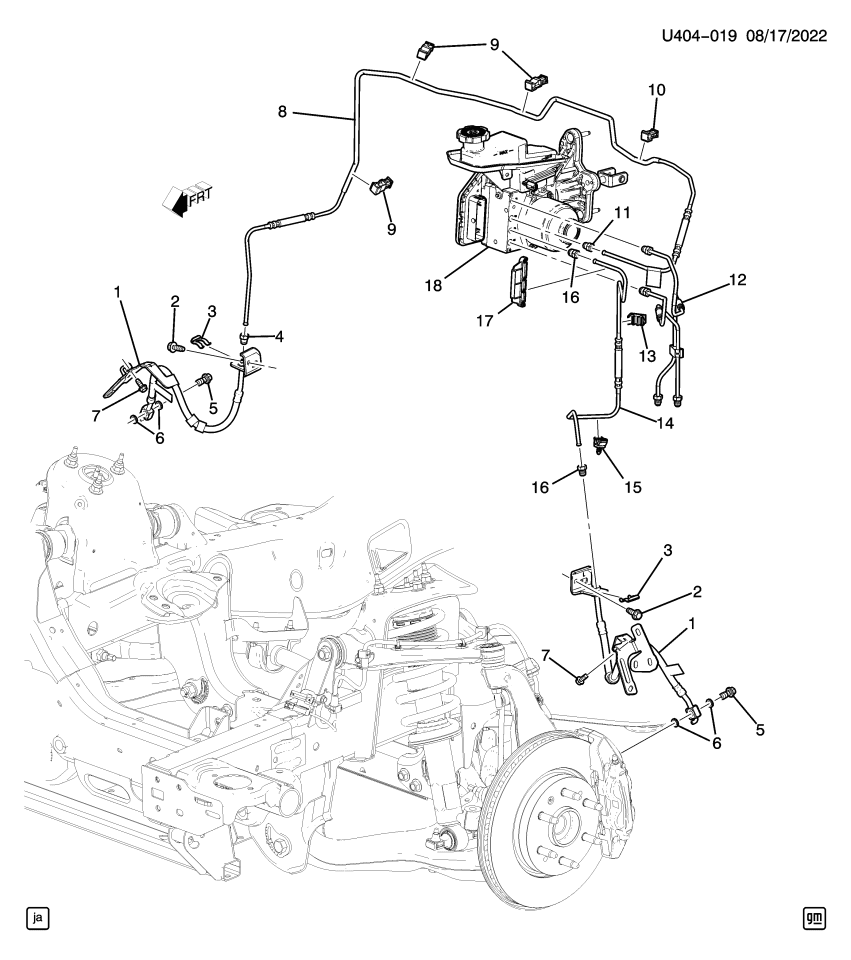 GM 11547819 Retainer, Front & Rear Brake Pipe