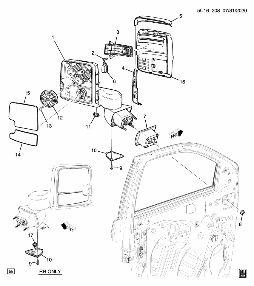 GM 11603548 BOLT, O/S RR VIEW MIR