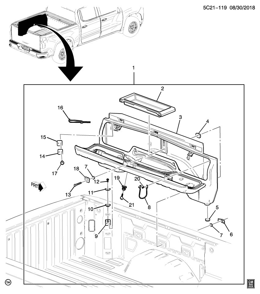 GM 84256477 BUMPER PKG,CARGO BOX STOW BOX