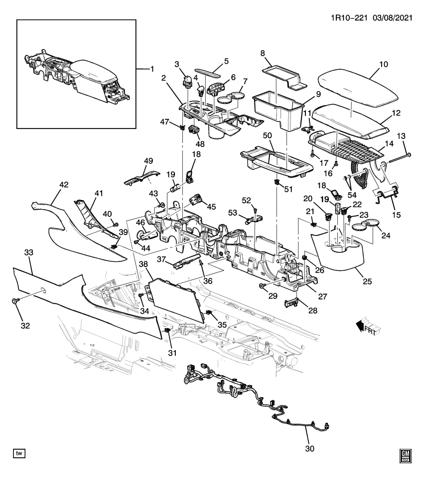 GM 23221201 Pin-Front Floor Console Compartment Door Hinge