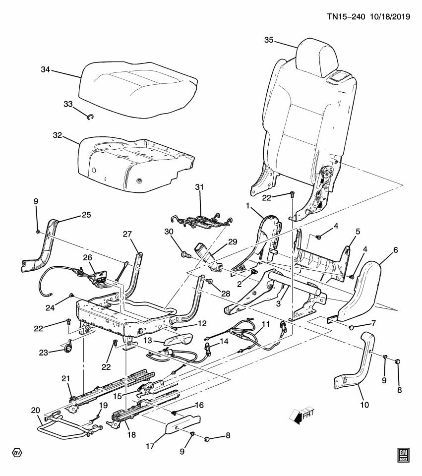 GM 13524757 FRAME ASM-R/SEAT BK
