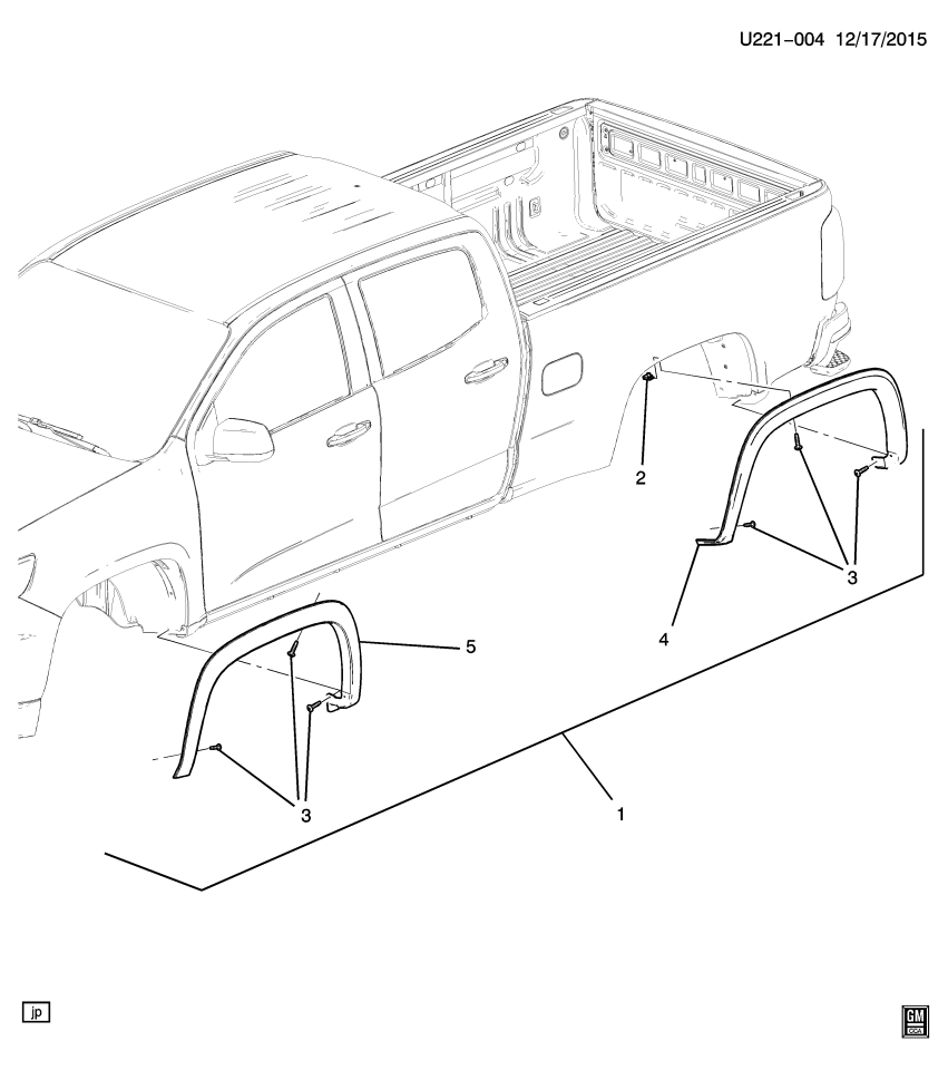 GM 19352649 Short Box Rugged Look Fender Flare Set in Black by EGR