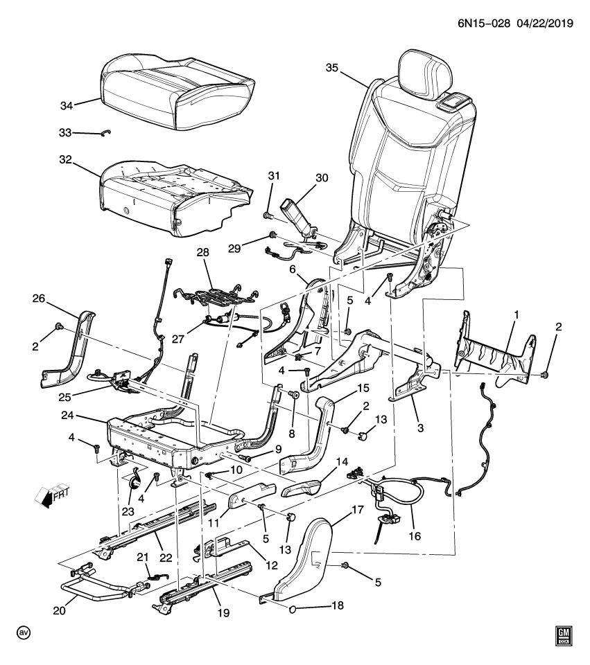 GM 11548528 Bolt, Rear Seat Back Frame
