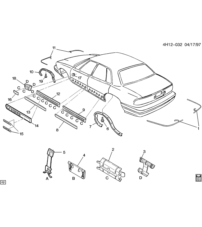GM 25622286 Lettering Pkg-Front Side Door Center Molding Name