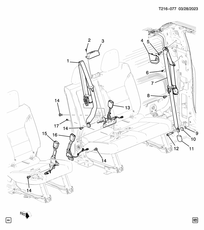 GM 85069866 BUCKLE KIT-RR CTR ST BELT *BACKEN BLACKK