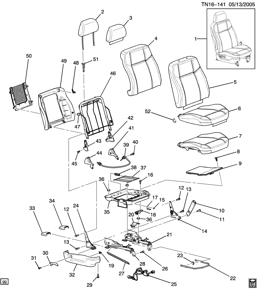 GM 15887973 Harness, Passenger Seat Adjuster Wiring