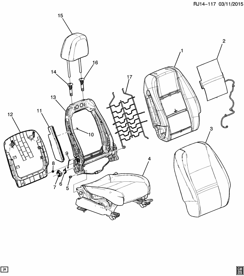 GM 13397376 Seat Back Frame Housing