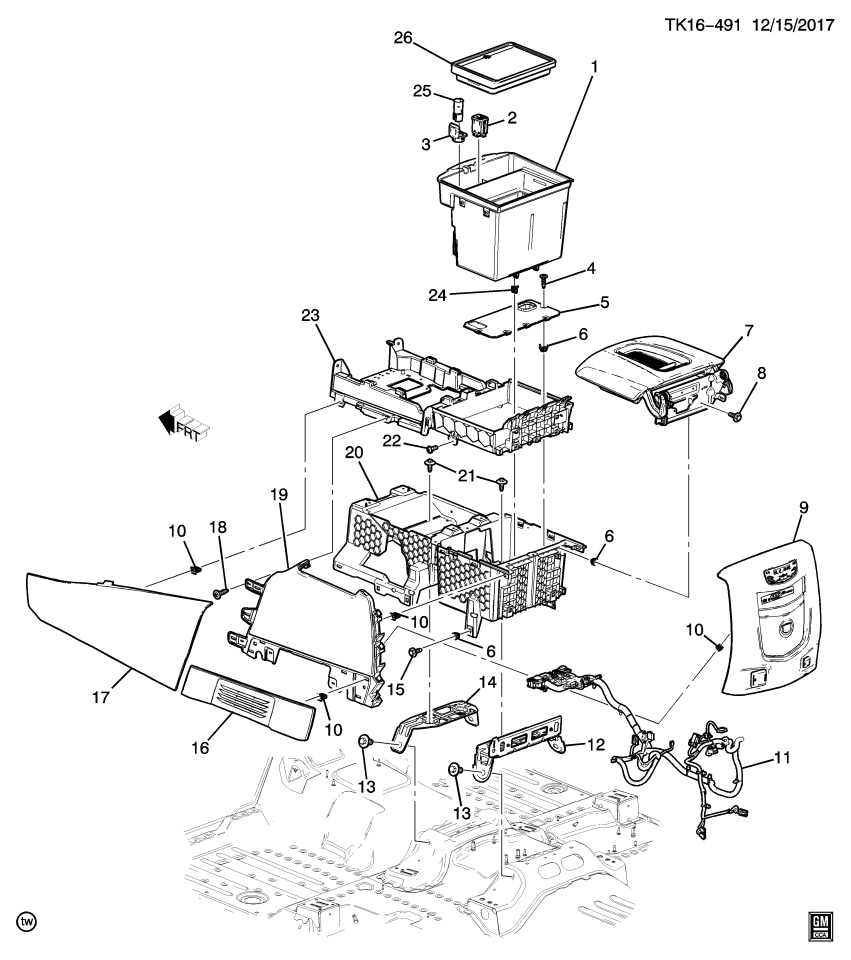 GM 23385846 Compartment-Front Floor Console Front