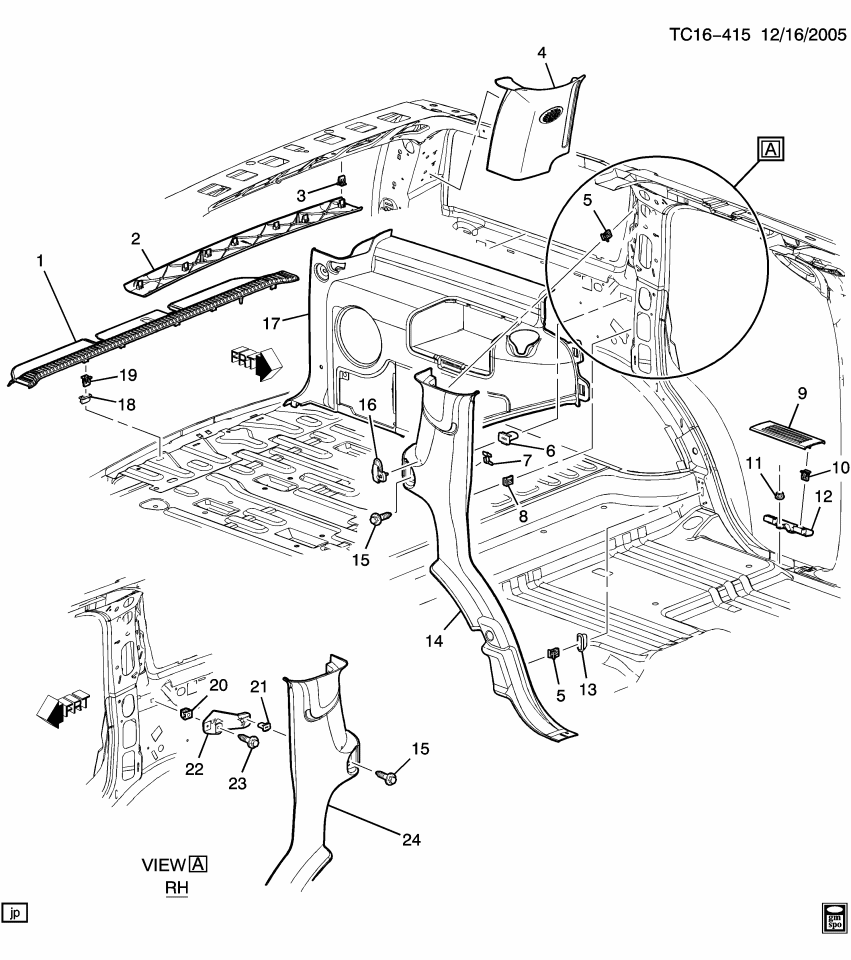 GM 11519463 Nut, Body Lock Pillar Garnish Molding