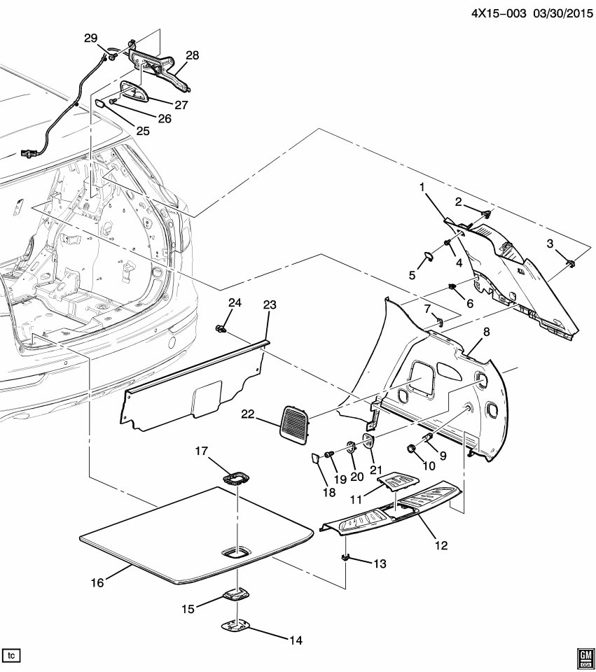 GM 84767454 HANDLE ASM-R/CMPT FLR STOW COMPT CVR *BLACK