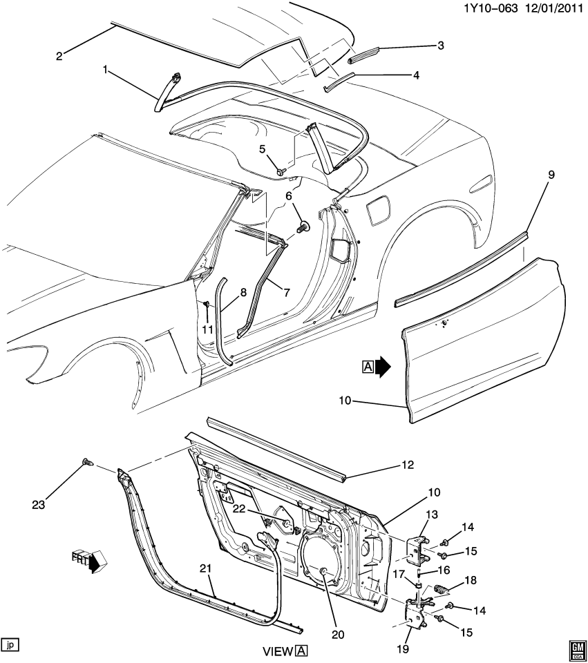 GM 10306047 Weatherstrip, Front Side Door Front Auxiliary