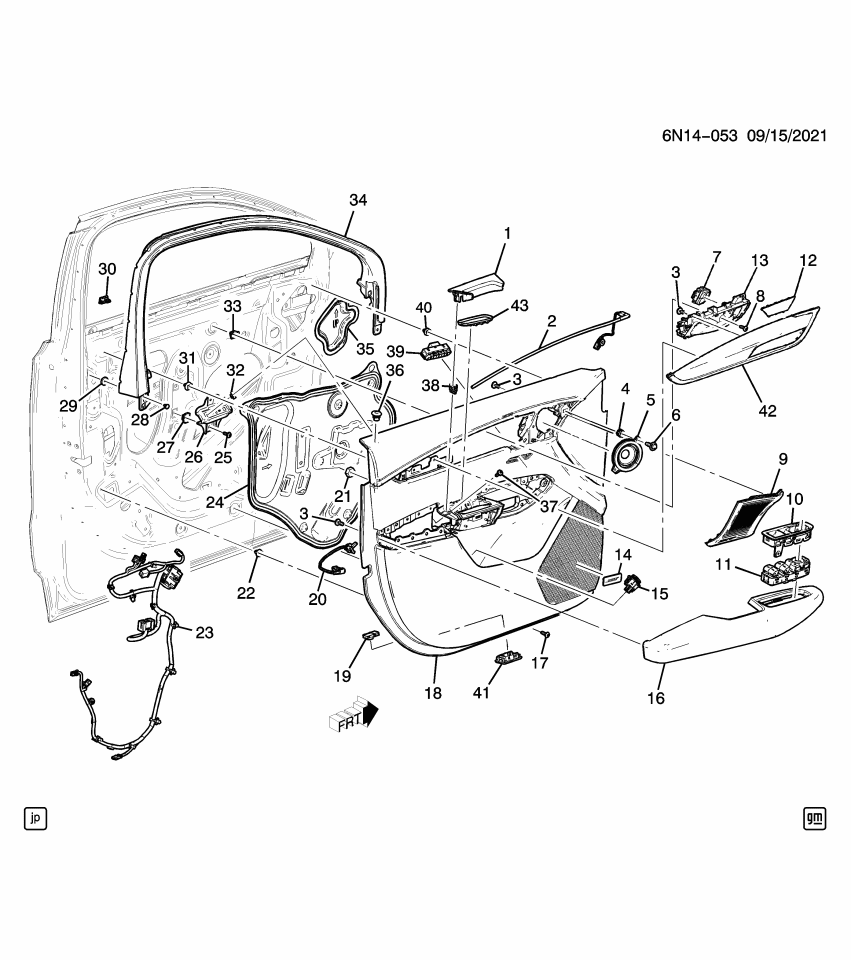GM 84917386 LINER-FRT S/D PULL CUP *BLACK