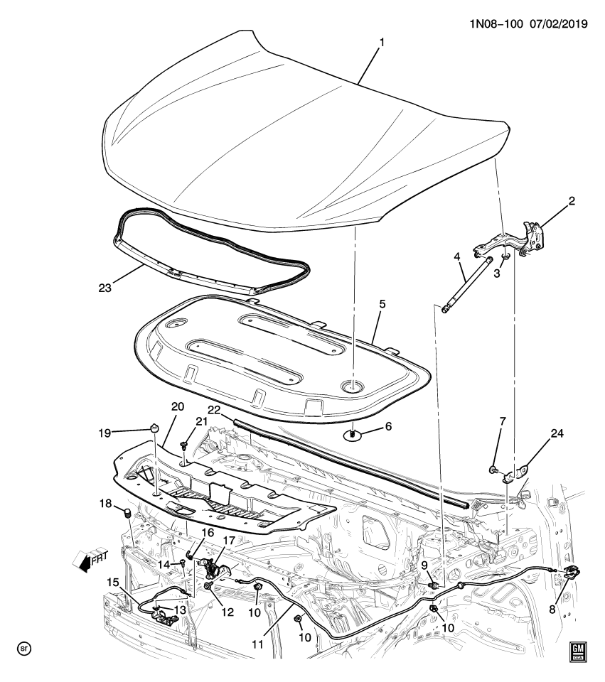 GM 26445067 HANDLE ASM-HOOD PRIM LAT REL CBL *JET BLACK