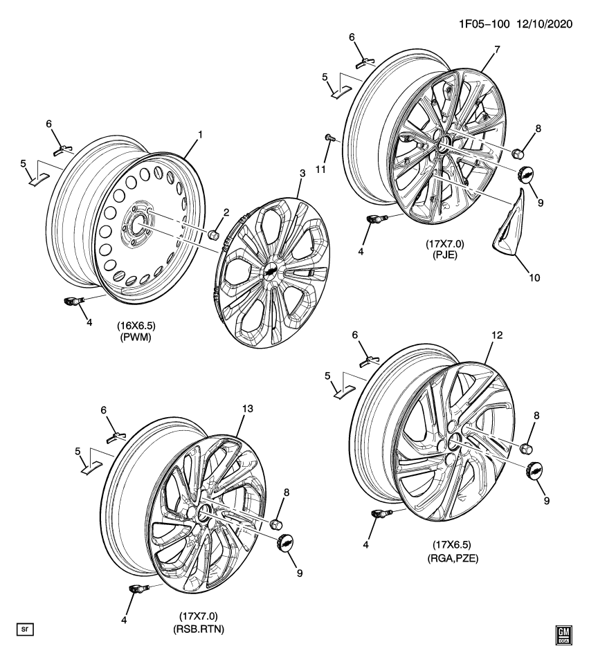 GM 42599173 WHEEL-FRT & RR *CARBON FLASH