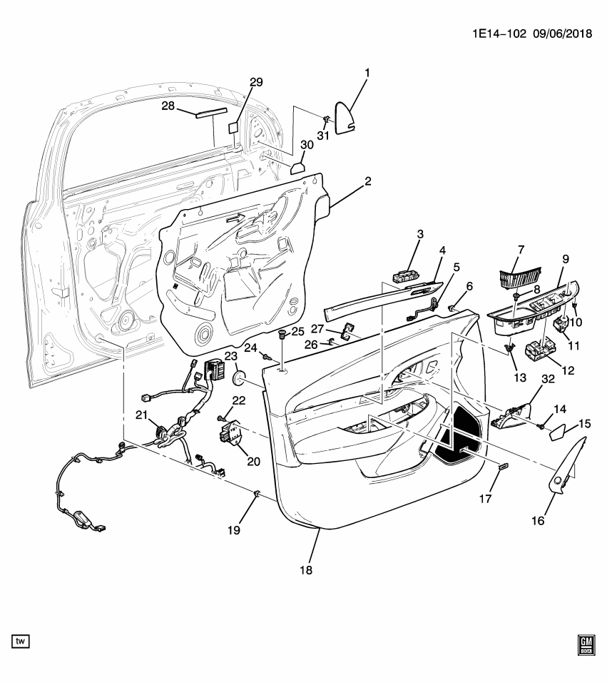 GM 92283718 Switch Asm-Front Seat Adjuster Memory *With Easy*Jet Black