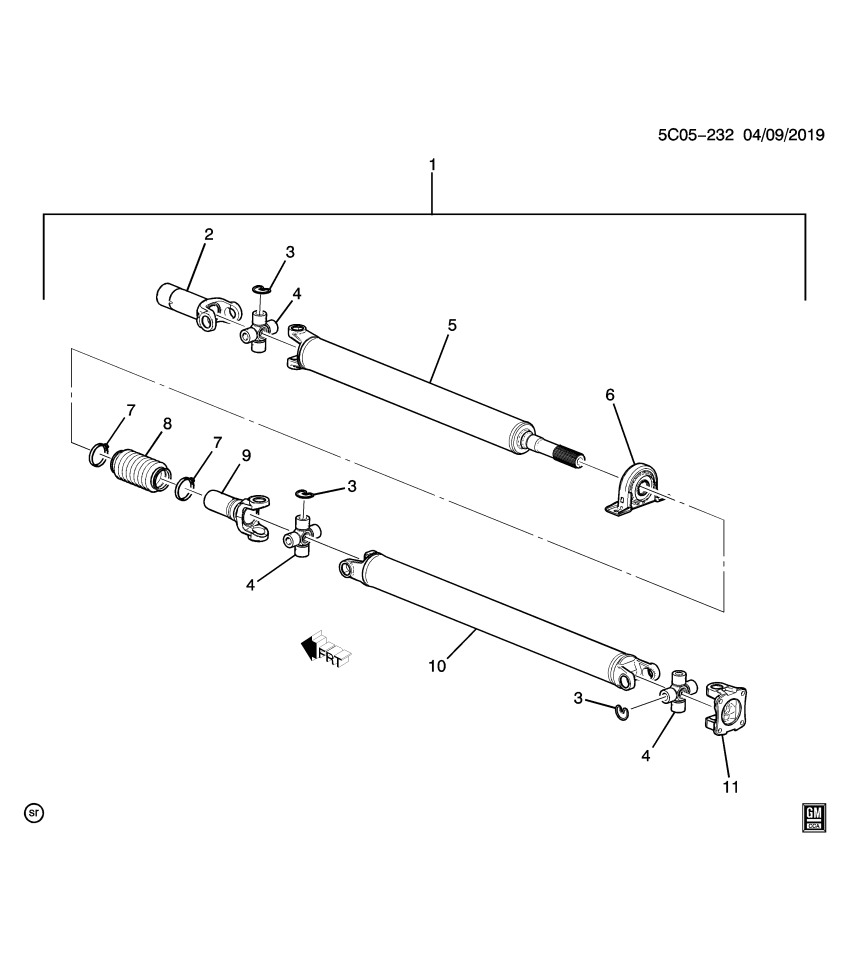 GM 84874136 SHAFT ASM-FRT & RR PROP
